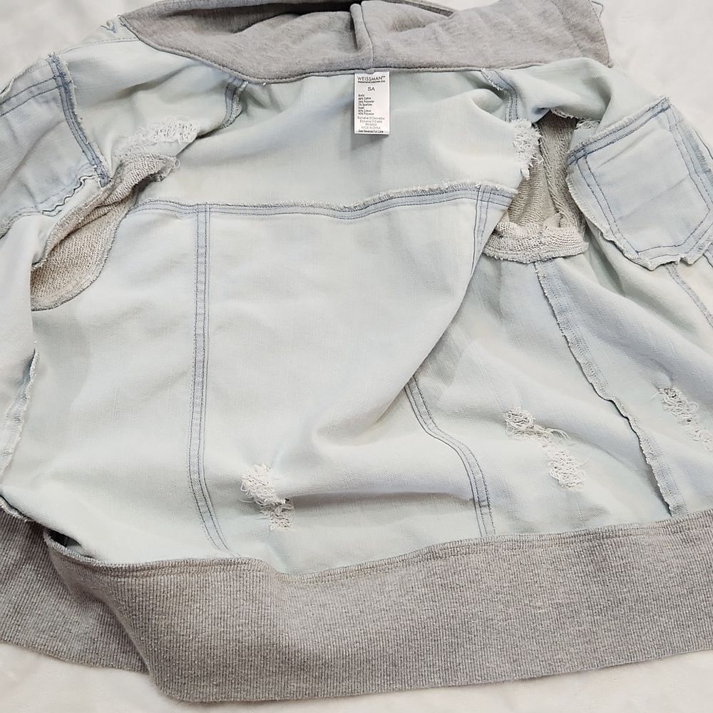 Weissman Hooded Denim Jacket Costume Layered Gray Hoodie Youth SA - Picture 10 of 12